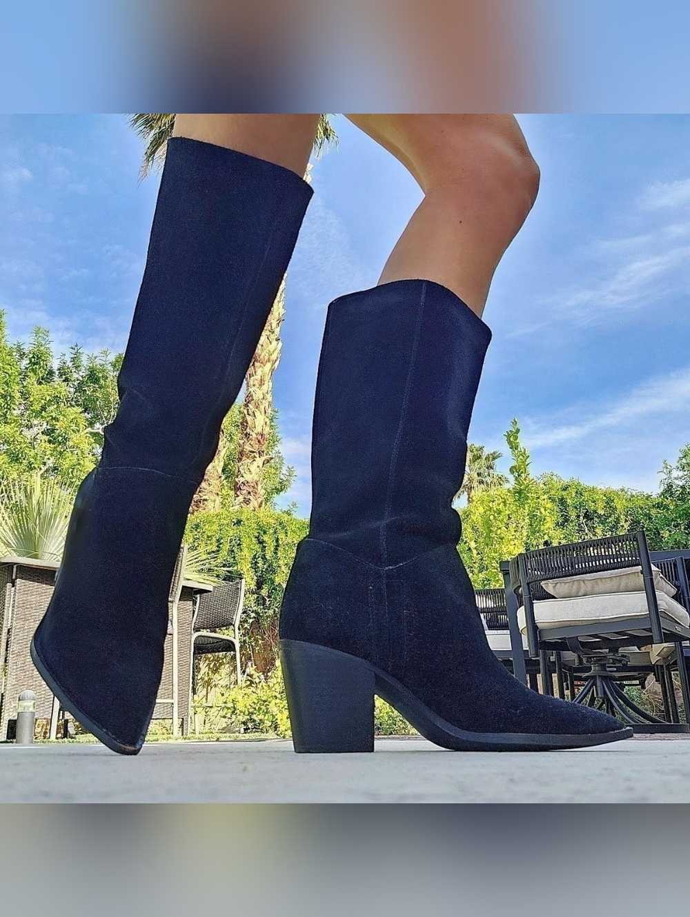 Suede Midcalf Pull On Western Boots - Picture 6 of 8